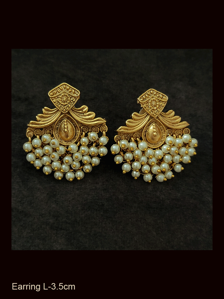 Traditional design earrings with bead cluster