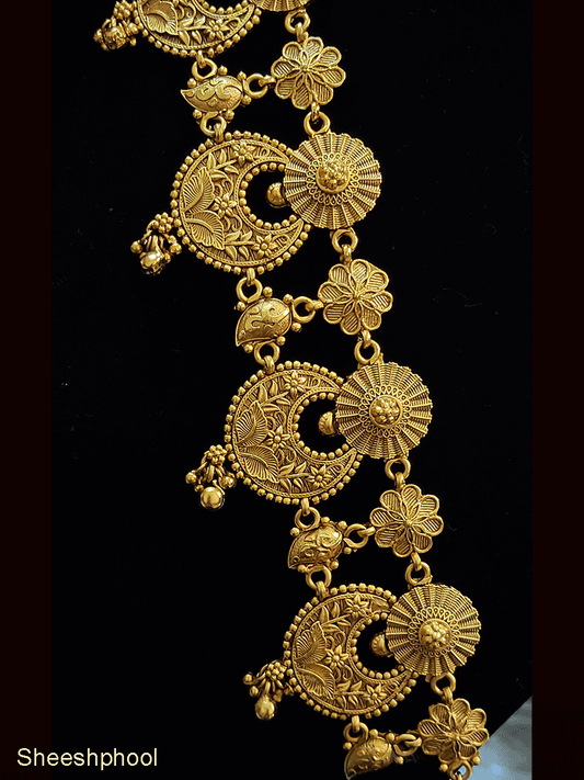 Flower and disc design top with self leaf design bottom sheeshphool(Broad-5cm)