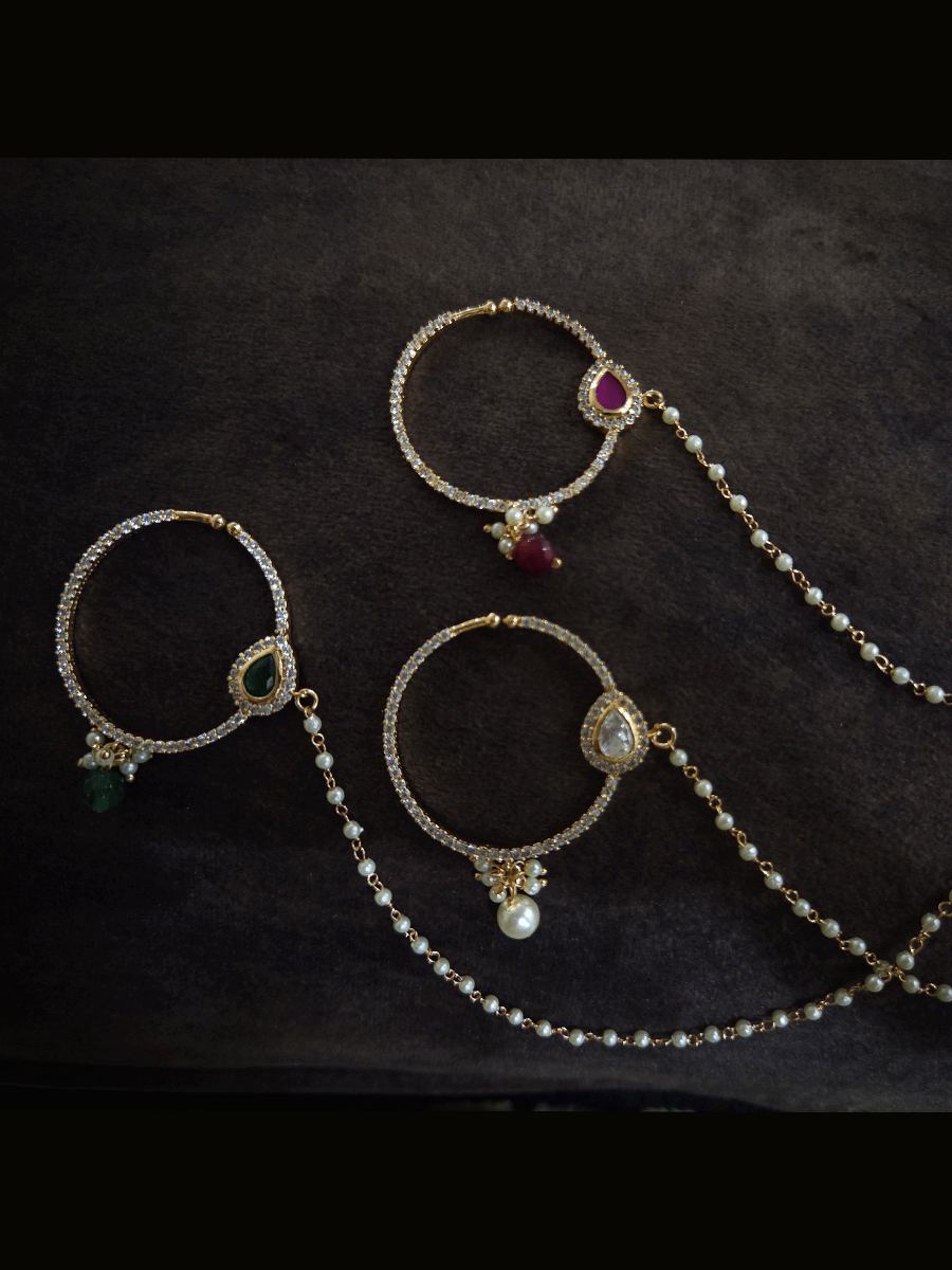 3cm diameter zircon studded with tear drop design nath