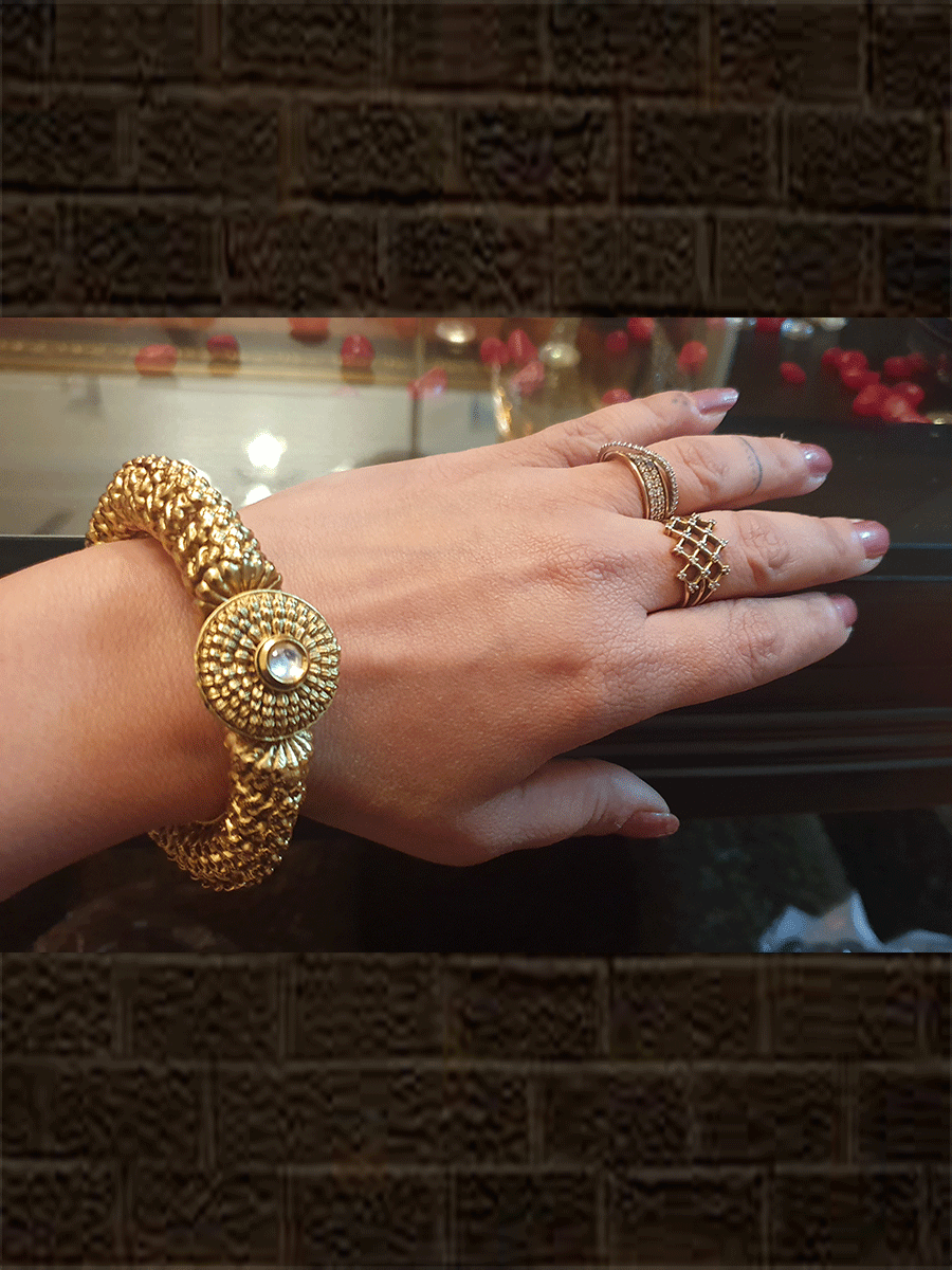 Kundan borla and rope design kada(without screw) - Odara Jewellery