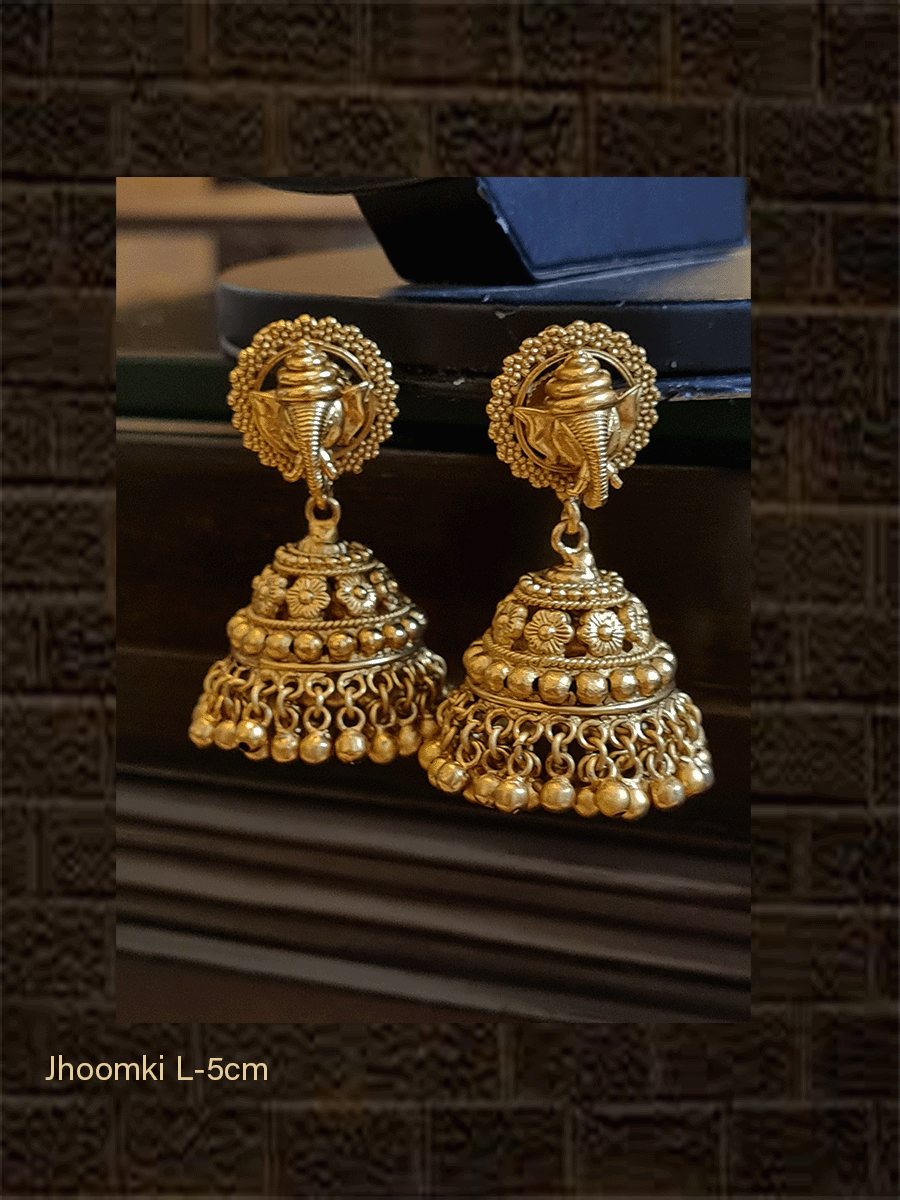 Ganpatiji top flower design domb jhoomki - Odara Jewellery