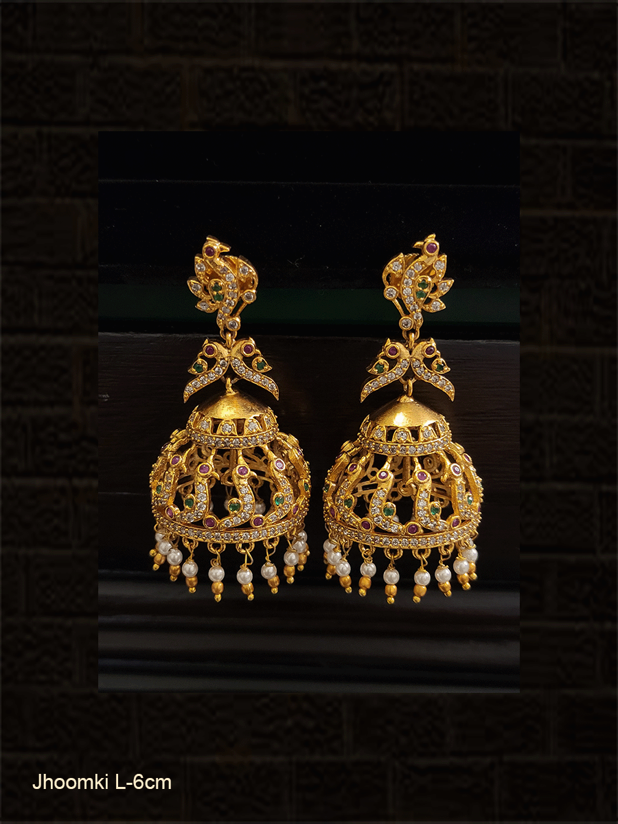 Peacock top and peacock design domb AD,ruby and green stones jhoomkies