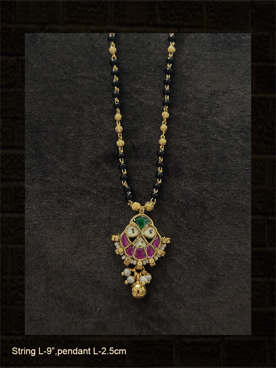 Paachi kundan flower leaf design mangalsutra - Odara Jewellery