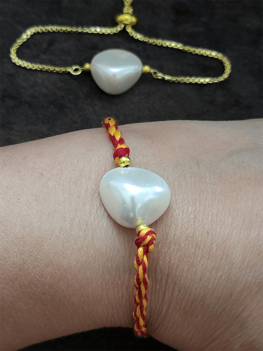 Baroque bead bhai bhabhi rakhi - Odara Jewellery
