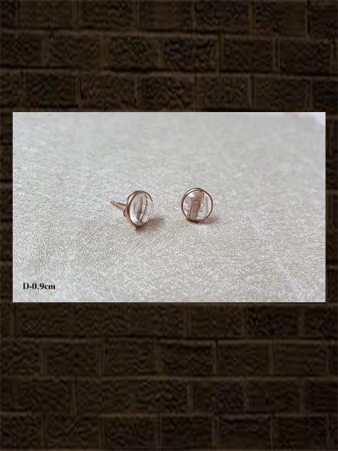 Crystal quartz checker in rose gold polish....semi precious stone sterling silver studs