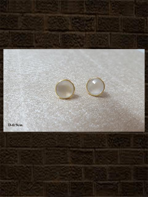 Chalcedony natural white broilette...semi precious stone sterling silver studs