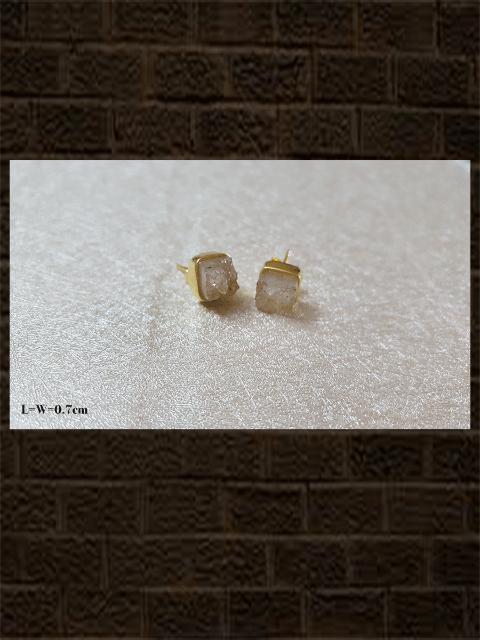 Druzy white rose cut...sterling silver semi precious stone studs in square shape