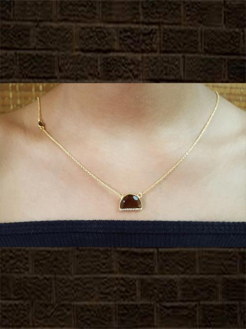 Gold plated sterling silver Smoky pendant with studded zircon with chain