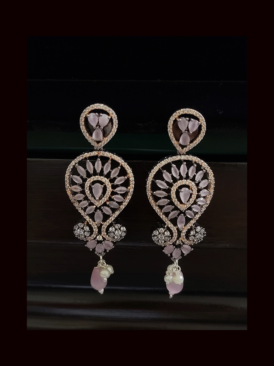 Five string rose gold and black finish AD and stone studded choker set