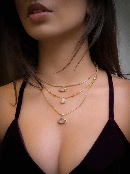 Three layer moissanite and coloured stone classy neckpiece