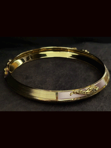 Jaguar on rose gold finish with side lines design gold and rhodium plated men's kada