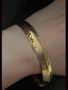 Jaguar on rose gold finish with side lines design gold and rhodium plated men's kada