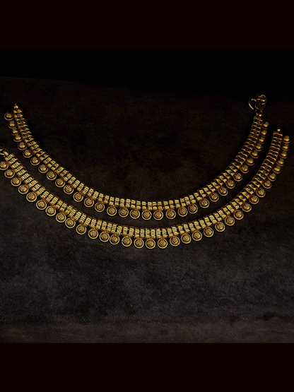 Flower on half gold bead design gold plated anklets