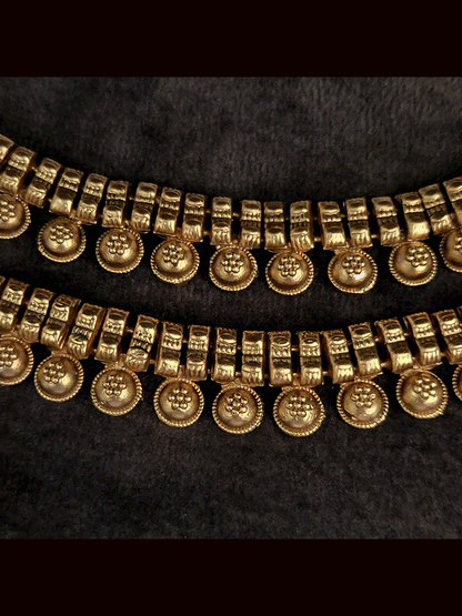 Flower on half gold bead design gold plated anklets