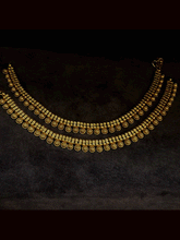 Load image into Gallery viewer, Flower on half gold bead design gold plated anklets