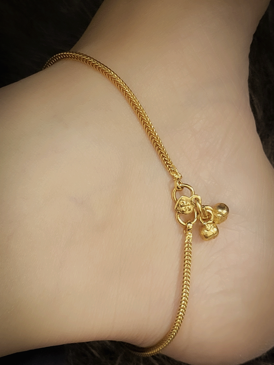 Pair of chain gold finish anklets