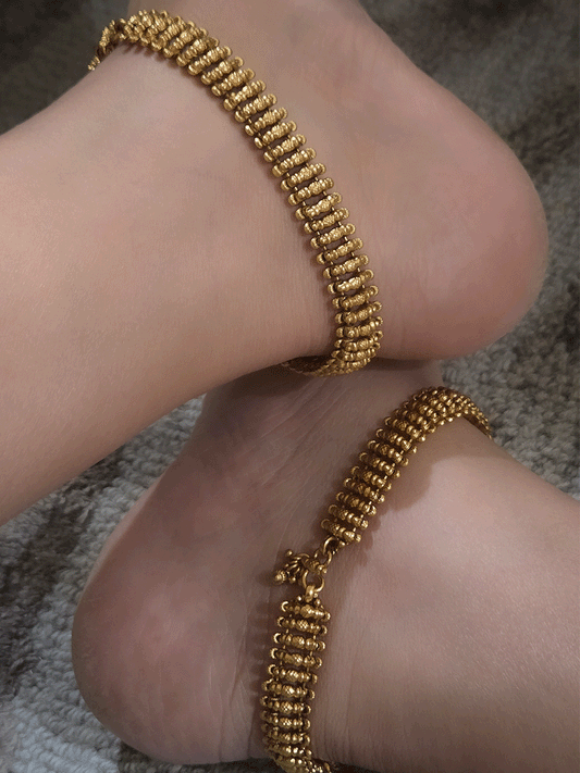 Traditional design long connecting tukdies classy anklets