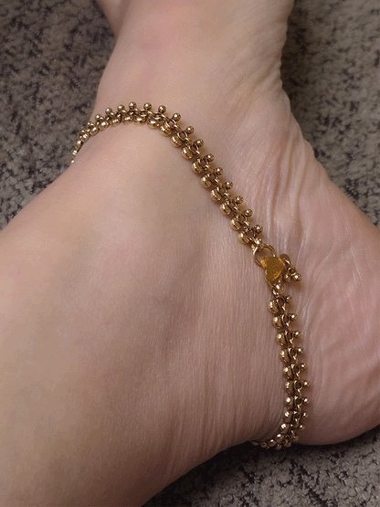 Gold bead and half moon design chain anklets