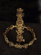 Load image into Gallery viewer, 1.5cm broad dancing ganpatiji openable kadas with flower design and ruby stones
