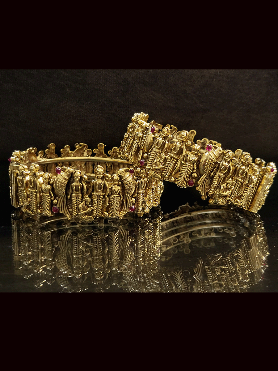 Ram durbar openable kada with ruby stones(set of two)