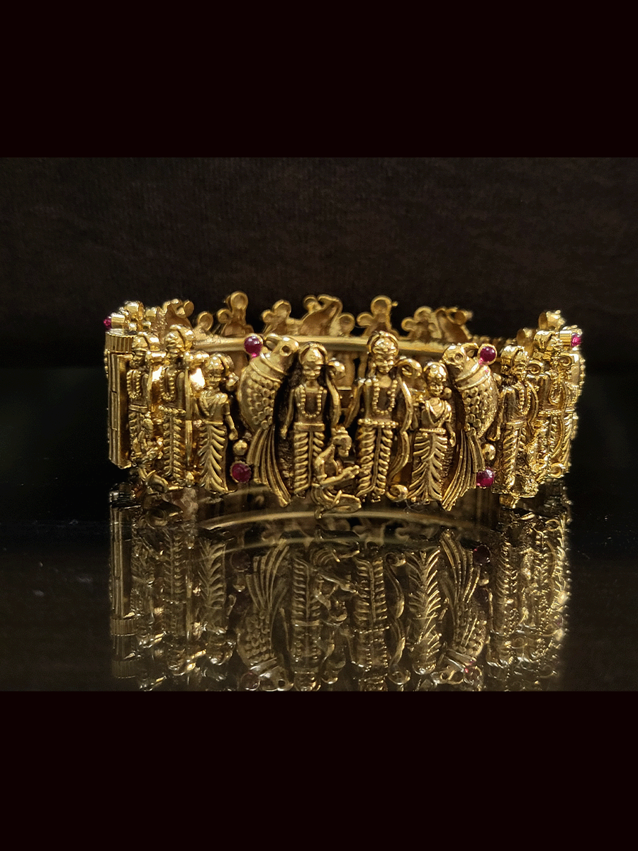 Ram durbar openable kada with ruby stones(set of two)