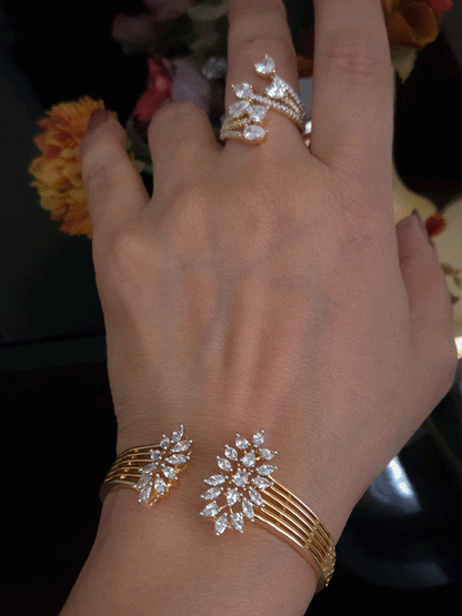 Marquise AD setting in openable gold plated bracelet(fits to size 2'4 and 2'6)