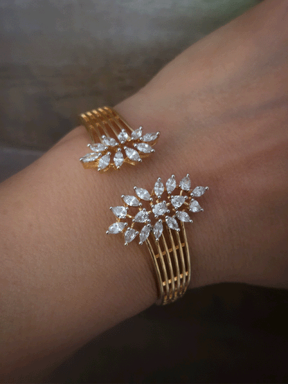 Marquise AD setting in openable gold plated bracelet(fits to size 2'4 and 2'6)