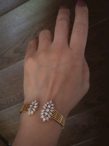 Marquise AD setting in openable gold plated bracelet(fits to size 2'4 and 2'6)