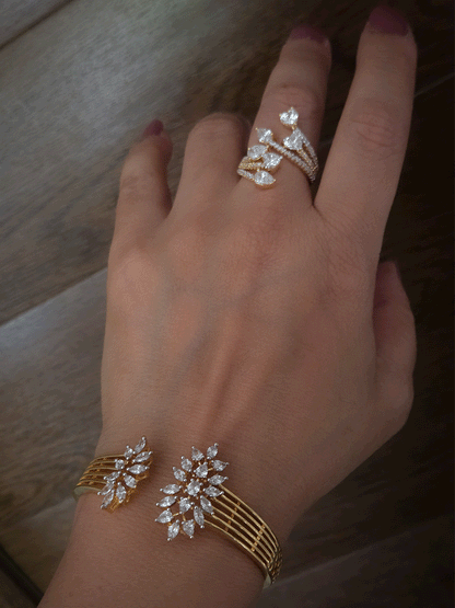 Marquise AD setting in openable gold plated bracelet(fits to size 2'4 and 2'6)