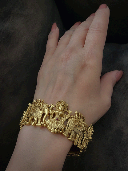 Set of two openable laxmiji and elephant design kada's