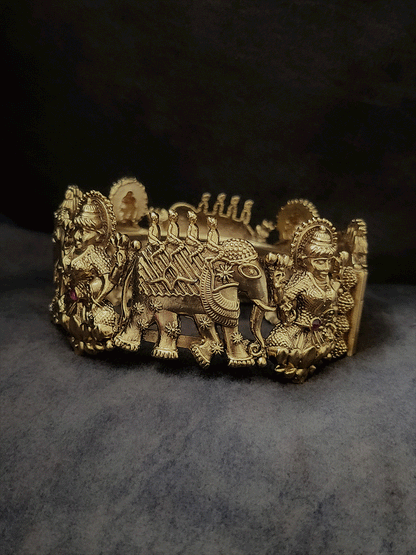 Set of two openable laxmiji and elephant design kada's