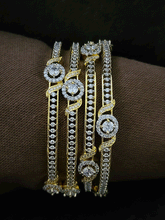 Load image into Gallery viewer, Set of four single line AD circular design bangles(non-openable)