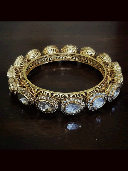 Set of two oval kundan  pacheli's with zircon detailing