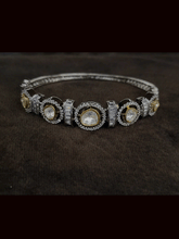 Load image into Gallery viewer, Openable oval uncut polki and AD studded bracelet(Fits to 2&#39;4 and 2&#39;6 size)