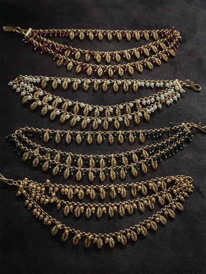 Shell with bead design three layer ear chains