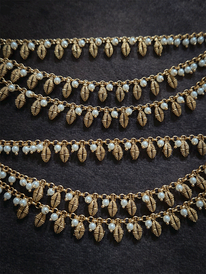 Shell with bead design three layer ear chains