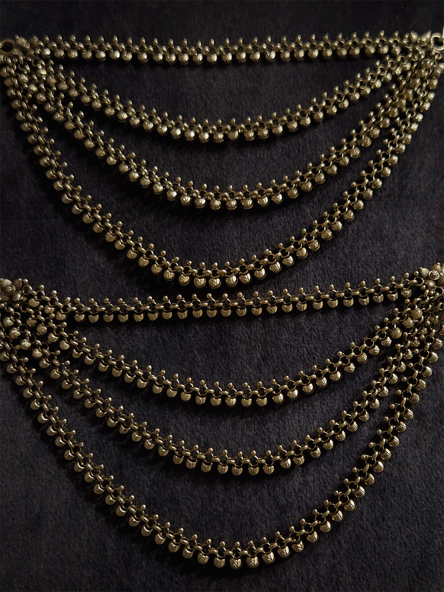 Four layer classy broad design ear chains