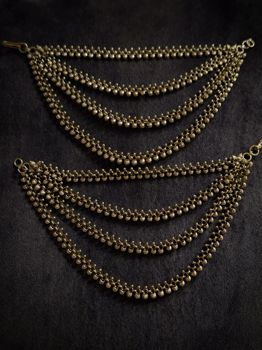 Four layer classy broad design ear chains