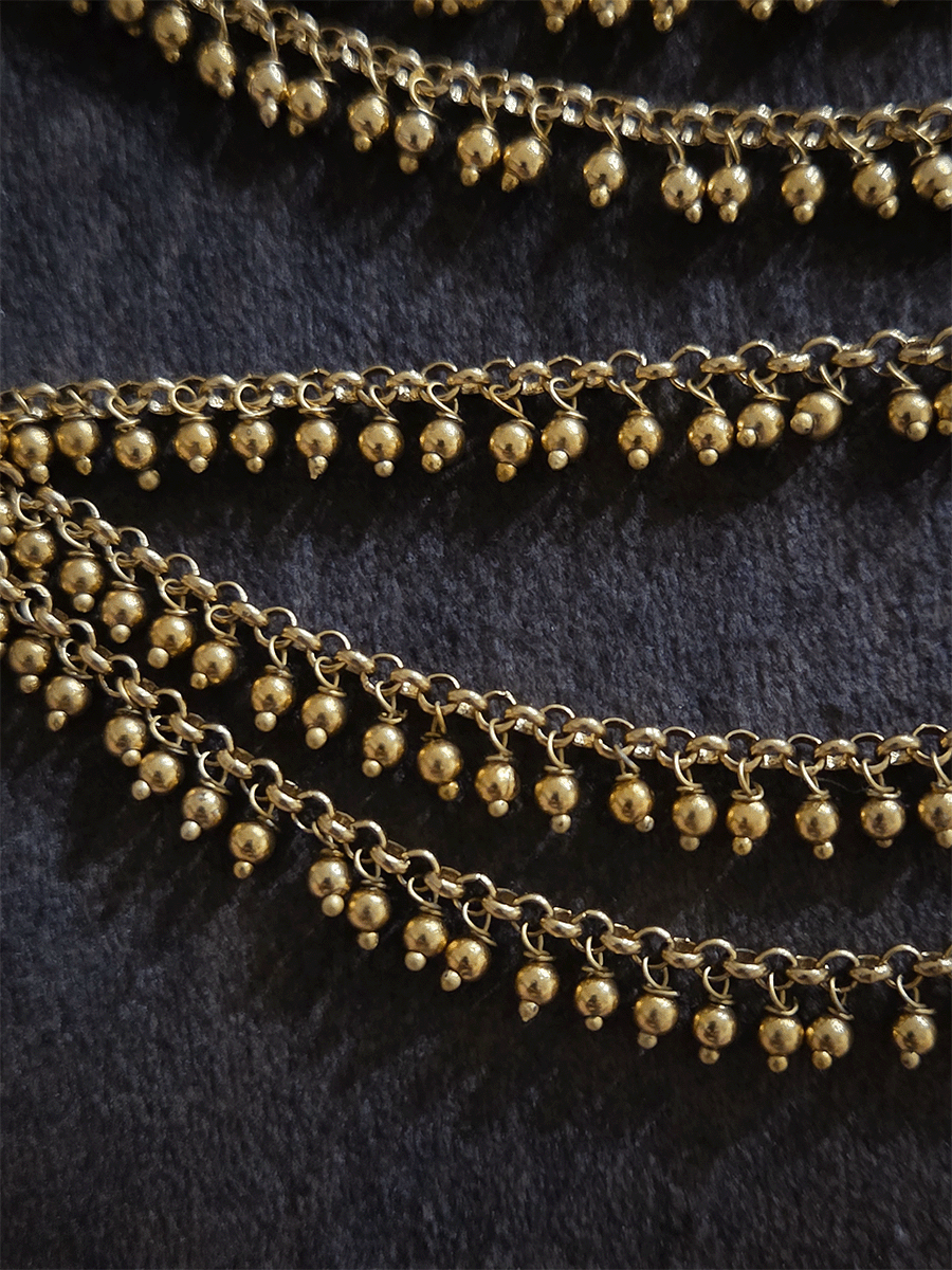 Three layer gold bead hangings ear chains