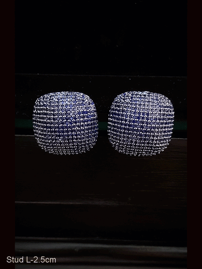 Square stones studded studs with black finish at back