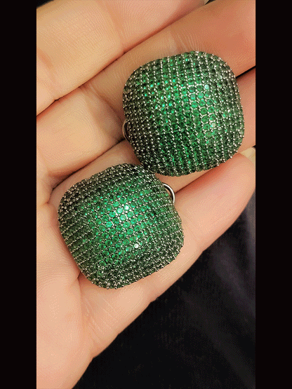 Square stones studded studs with black finish at back