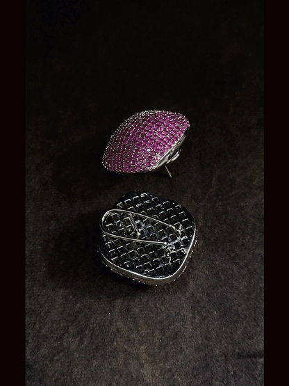 Square stones studded studs with black finish at back