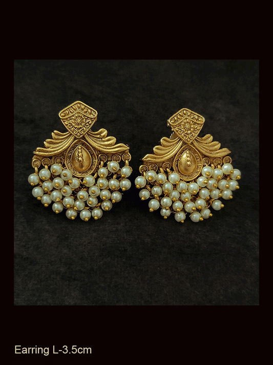 Traditional design earrings with bead cluster