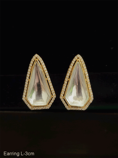 Long triangular shape uncut polki studs