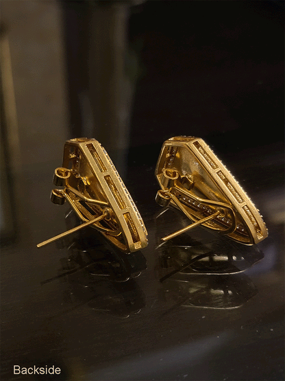 Long triangular shape uncut polki studs