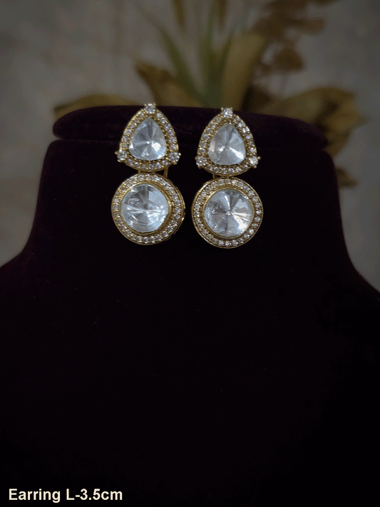 Circular and triangular moissanite with AD outline classy earrings
