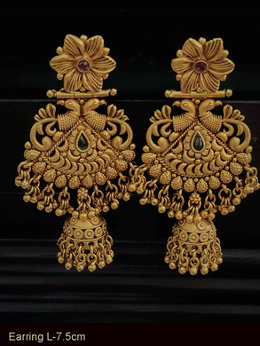 Small jhoomki top hanging on a flower top traditional design earrings