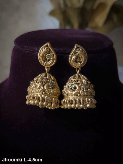 Peacock top with laxmiji and peacock domb jhoomki
