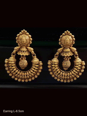 Matar bead hanging in the chandbali design gold plated earrings