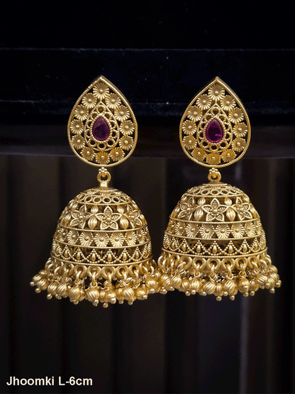 Tear drop shape top part with flower design domb jhoomki